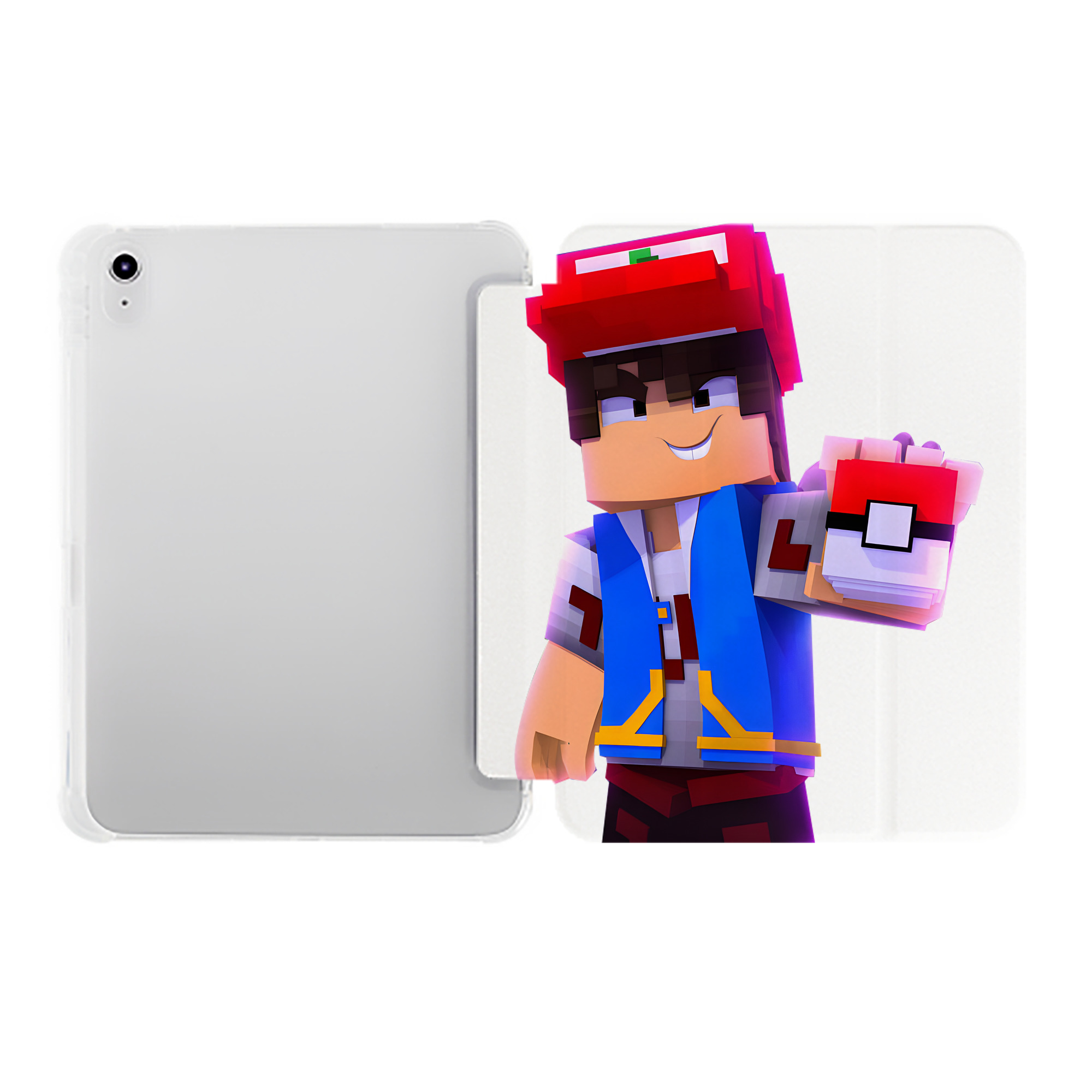 （画像用） マインクラフト ブロックの世界 Minecraft MC Block world IPad ケース ペン収納付き 三つ折りスタンド PUレザー×シリコン 対応機種9.5/10.5/10.9インチ